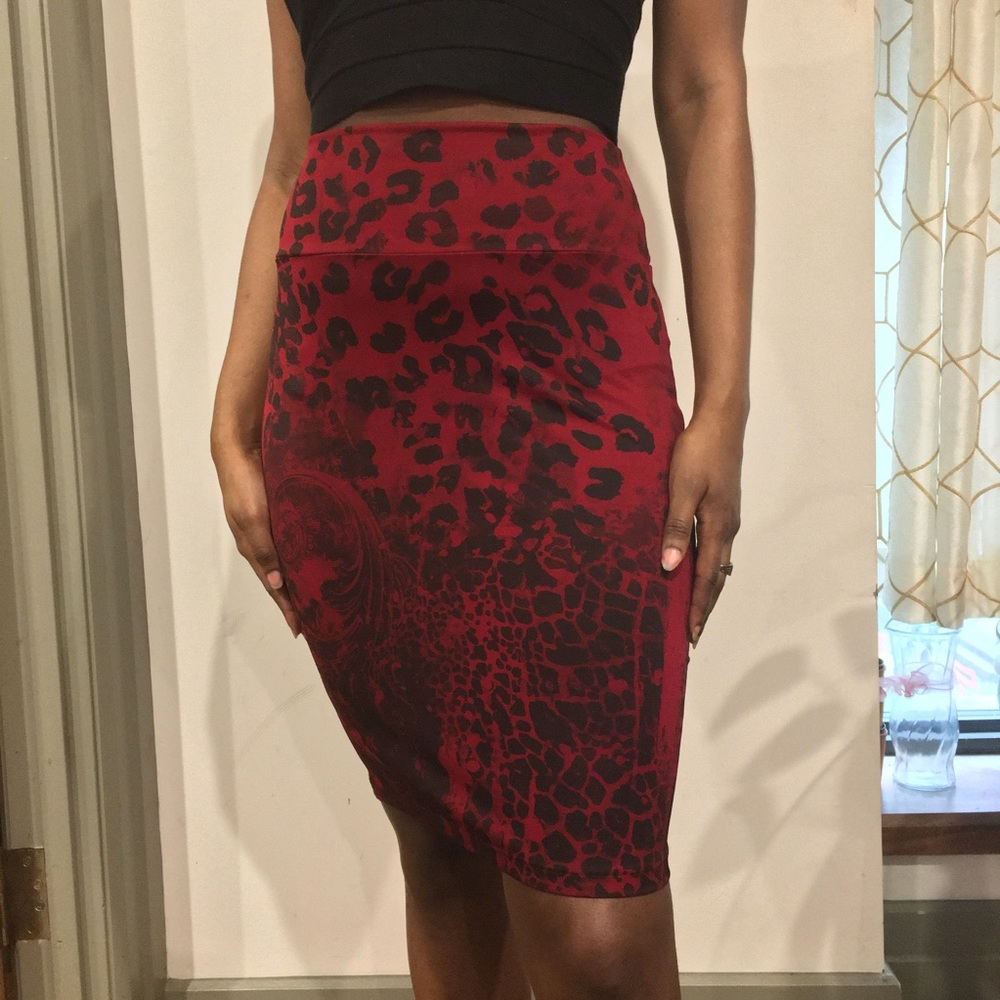 Leopard Satin Pencil Skirt